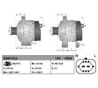 Alternator with freewheel belt pulley DAN1322 DENSO for OPEL CORSA E