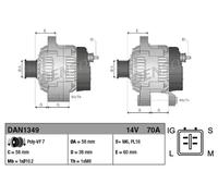 Alternator with freewheel belt pulley DAN1349 DENSO for TOYOTA HIACE IV Bus
