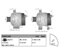 Alternator with freewheel belt pulley DAN1365 DENSO for FIAT BRAVO II STILO IDEA