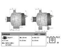 Alternator with freewheel belt pulley DAN938 DENSO for TOYOTA COROLLA Verso