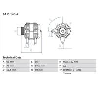 Alternator with multi-belt pulley 0 986 039 000 BOSCH for BMW 3 3 Coupe 5