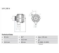 Alternator BOSCH 0 986 039 740 for MERCEDES-BENZ CLK (C208) 2 1997-2002