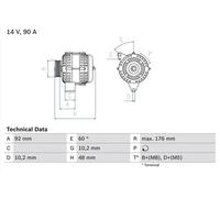 Alternator with multi-belt pulley 0 986 039 740 BOSCH for MERCEDES-BENZ PUCH