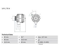 Alternator with multi-belt pulley 0 986 039 760 BOSCH for CITROËN PEUGEOT FIAT