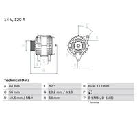 Alternator with multi-belt pulley 0 986 046 140 BOSCH for OPEL FIAT