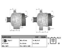 Alternator with multi-belt pulley DAN1052 DENSO for TOYOTA RAV 4 III