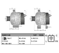 Alternator with multi-belt pulley DAN1148 DENSO for HONDA CR-V III ACCORD VIII