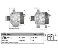 Alternator with multi-belt pulley DAN1408 DENSO for JAGUAR S-TYPE II XJ