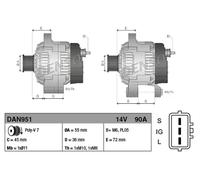 Alternator with multi-belt pulley DAN951 DENSO for TOYOTA RAV 4 Mk II