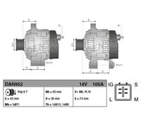 Alternator with multi-belt pulley DAN952 DENSO for TOYOTA PREVIA / ESTIMA II