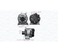 Alternator with V-ribbed belt pulley 063739065010 MAGNETI MARELLI