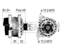 Alternator with V-ribbed belt pulley 210239A ERA for PEUGEOT CITROËN FIAT