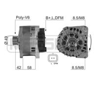 Alternator with V-ribbed belt pulley 210390A ERA for OPEL RENAULT NISSAN