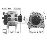 ERA Benelux Alternator ERA 210605A with V-ribbed Belt Pulley for VW Volvo