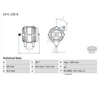 For Ford Focus Alternator Bosch 0986049181 164 mm Premium Graded 1999-2004