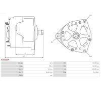 Alternator without belt pulley A4042SR AS-PL for FIAT ALFA ROMEO OPEL LANCIA