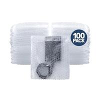 ALTERNIUM self seal bubble pouches 7.5x7.5" 100 pack - individual bubble cushioning wrap pockets with adhesive - small bubble bags for shipping - quality packing material and moving supplies