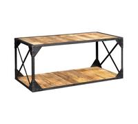 Alteus Vintage Up cycled Industrial Coffee Table with Shelf Metal and Wood IH Design Black One Size