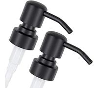 ALTGLAS 2 Pcs Soap Dispenser Pump Head 'Zagreb' - Spare Replacement for Standard Neck Size - 26-28 mm Thread From Stainless Steel (Black)