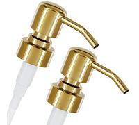 ALTGLAS 2 Pcs Soap Dispenser Pump Head 'Zagreb' - Spare Replacement for Standard Neck Size - 26-28 mm Thread From Stainless Steel (Gold Shiny)