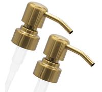 ALTGLAS 2 Pcs Stainless Steel Soap Dispenser Pump 'Zagreb' for 28mm Thread | Brushed Gold • Twin-Pack Replacement Pump 26-28mm Neck • Build Upcycling Soap & Lotion Dispensers from old Jacky Bottles