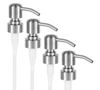 ALTGLAS 4 Pcs Soap Dispenser Pump Head 'Zagreb' - Spare Replacement for Standard Neck Size - 26-28 mm Thread From Stainless Steel (Silver Brushed)