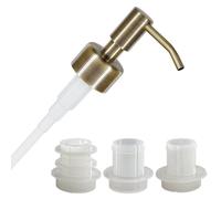 ALTGLAS Upcycling Soap Dispenser Pump Head 'Budapest' with 3 Silicone Stoppers Fitting Ring Set for All Bottle Openings With Diameter 18-23mm (Vintage Brass)