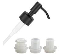 ALTGLAS Upcycling Soap Dispenser Pump Head 'Budapest' with 3 Silicone Stoppers Fitting Ring Set for All Bottle Openings With Diameter 18-23mm (Black)