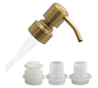 ALTGLAS Upcycling Soap Dispenser Pump Head 'Zagreb' with 3 Silicone Stoppers Fitting Ring Set for All Bottle Openings With Diameter 18-23mm (Gold Brushed)