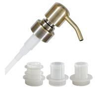 ALTGLAS Upcycling Soap Dispenser Pump Head 'Zagreb' with 3 Silicone Stoppers Fitting Ring Set for All Bottle Openings With Diameter 18-23mm (Vintage Brass)