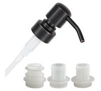 ALTGLAS Upcycling Soap Dispenser Pump Head 'Zagreb' with 3 Silicone Stoppers Fitting Ring Set for All Bottle Openings With Diameter 18-23mm (Black Copper Oil-rubbed)