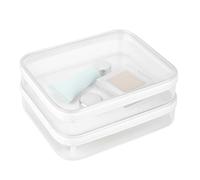 AlthaiaTidy Clear Hard Shell Zipper Case, Hard Plastic Zipper Pouches, Box for Pencil, Cosmitic, Block, File, Office Supplies, PET, White, 1M(8.5x6x2in)+1S(7x4.3x2in)