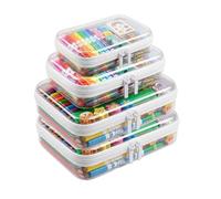 AlthaiaTidy Clear Hard Shell Zipper Case, Hard Plastic Zipper Pouches, Box for Pencil, Cosmitic, Block, File, Office Supplies, PET, White, 2L(10x8x2in)+1M(8.5x6x2in)+1S(7x4.3x2in), Minimalist