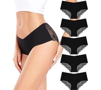 ALTHEANRAY Low Rise Soft Bikini Women Lace Panties Sexy Underwear For Women V-shaped Waist Design Knickers 5er-Pack S-XXL(UK836L-Black5)