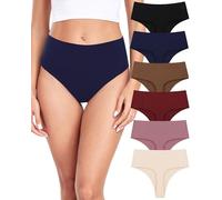 ALTHEANRAY Thong Women's Underwear Cotton Seamless String High Waist Underwear Women Seamless Briefs Women's Thong Pack of 6 Multipack, Mix colour, L