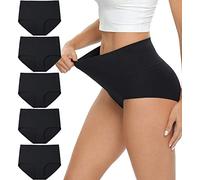 ALTHEANRAY Womens Underwear Cotton Briefs - High Waist Tummy Control Panties for Women Underwear Soft（UK-1002XXL-Black5