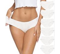 ALTHEANRAY Womens Underwear Cotton Underwear for Women Seamless Hipster Bikini Briefs Panties 6 Pack(UK-3028M-White)
