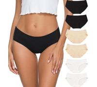 ALTHEANRAY Womens Underwear Cotton Underwear for Women Seamless Hipster Bikini Briefs Panties 6 Pack（UK-3028XL-BlackWhiteSkin）