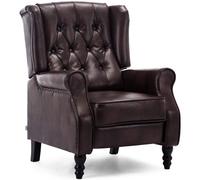Althorpe Wing Back Fireside Recliner Fabric Bonded Leather Occasional Armchair Sofa Chair (Brown, Bonded Leather)
