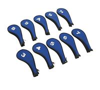 Althwuyu Club Iron Head Cover Set of 10, Royal Blue with Black Zipper Design, Head Covers with Printed Numbers, Protective Sleeve for Training and Storage