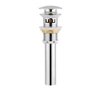 Althwuyu Pop Up Drain Stopper with Overflow Hole Brass Push Button Sink and Basin Strainer for Bathroom and Kitchen Chromed Finish