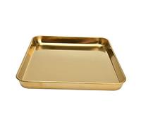 Althwuyu Stainless Steel Rectangular Serving Tray with Flat Bottom Design, Golden Tone Plate for Dining Tables Restaurant Counters or Catering Setups