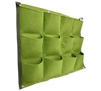 Althwuyu Vertical Wall Planter Bag with 12 Planting Sections and Support Straps, Felt Garden Container for Small Plants and Vegetables, Green 23.6×31.5in