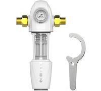 ALTHY Whole House Auto Flushing Backwash Spin Down Sediment Water Filter, with Pressure Gauge, Reusable 40-Micron Prefilter Pre-Filtration System, 1" MNPT + 3/4" FNPT + 3/4"MNPT, BPA Free, Heavy-Duty