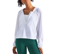 altiland Lightweight Workout Jacket for Women, Cropped Athletic Gym Running Hoodie, UV Protection Half Zip Pullover UPF 50+ (White, Medium)