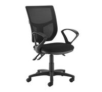 Altino mesh back asynchro operator chair with seat depth adjustment and fixed arms - black