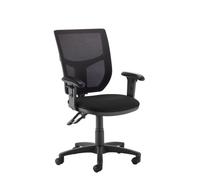 Altino mesh back PCB operator chair with adjustable arms - black