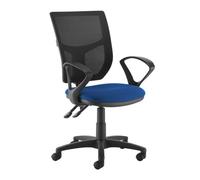 Altino mesh back PCB operator chair with fixed arms - blue