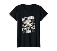 Altitude High Confidence Low - Funny Drone Pilot Value Graphic T-Shirt, Women, Black, L