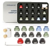 AltitudeCraft Bullet Comparator Kit with 14 Inserts, Universal Fit for .17 to .45 Calibers, Precision Ammo Reloading Supplies and Equipment and Gauge Tool with Tin Box, Anodized Aluminum